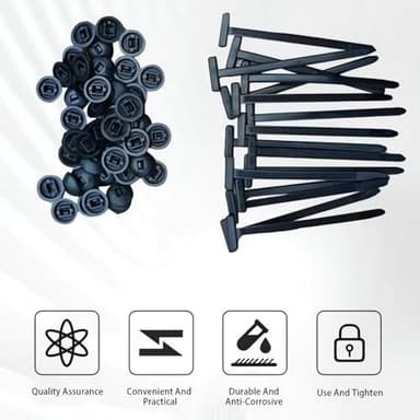 100PCS Nylon Universal Cable Tie Buckle 2026 Upgrade Multipurpose Plastic Cable Ties Tool Heavy Duty Self Locking Nylon Zip Ties UV Resistant Black Zipties for Car Daily Repair (20PCS) - Image 3
