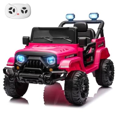 MINIATURE MOTORS 12V Kids Electric Ride on Truck Car Remote Control, Twin 35W Motors 3.5MPH Max Speed, Bluetooth USB Music Player, 4 Wheels Suspension LED Lights Safety Belt, Gift for Boy & Girl-Rosy - Image 1
