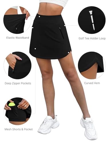 LouKeith Golf Skirts for Women Tennis Skirt with Zipper Pockets High Waisted Running Casual Athletic Skorts Built-in Shorts Black L - Image 4