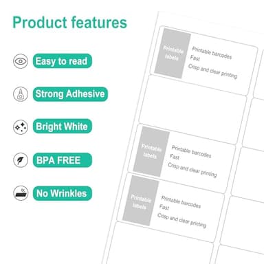 L LIKED 2" x 4" Label Stickers, Printable White 10 per Sheets Total 300 Labels, for Laser/Inkjet Printing - Matte (300 Labels) - Image 3