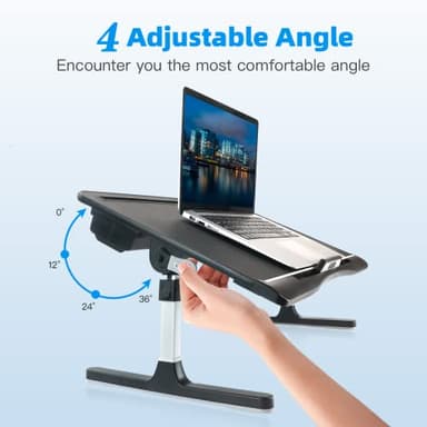 Laptop Bed Tray Table [Luxury PVC Leather], Adjustable Laptop Desk for Bed, Foldable Lap Desk for Laptop with 2 Drawers, Multifunctional Table for Working, Eating, Writing, Gaming, Drawing - Image 5