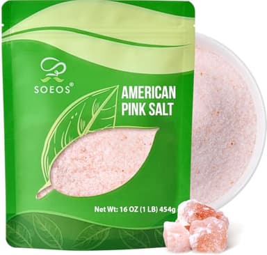 Soeos American Pink Salt, Fine Grain, 16oz (453g), Sea Salt, Curing Salt - Image 1