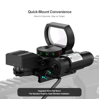 Feyachi RSL-88 Reflex Sight - 4 Reticle Red & Green Dot Sight Optics with Integrated Green Laser Sight Less Than 5mW Output with Pressure Switch - Image 7