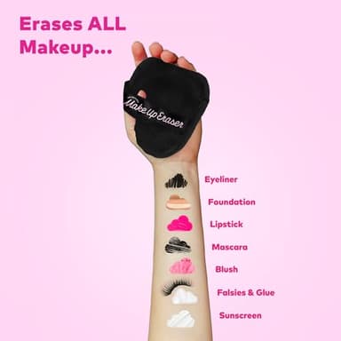 The Original MakeUp Eraser, 7-Day Set, Erase All Makeup With Just Water, Including Waterproof Mascara, Eyeliner, Foundation, Lipstick, Sunscreen, and More! Chic Black, 7ct. - Image 4