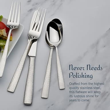 Mikasa Oliver Satin Flatware Set for 12, 65 Piece 18/10 Stainless Steel Silverware with Stylish Satin Finish and Serving Utensils, Durable Dinnerware Service - Image 4
