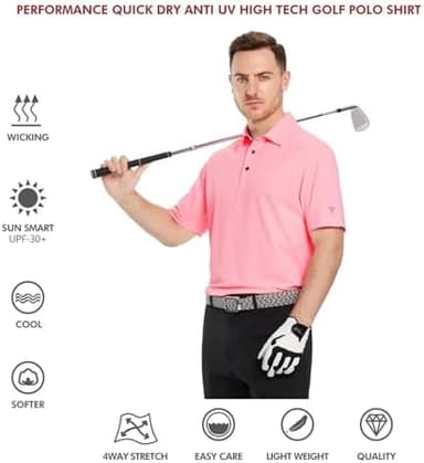 Mens Golf Shirt Short and Long Sleeve Moisture Wicking Dry Fit Performance Solid Casual Pique Golf Polo Shirts for Men - Image 7