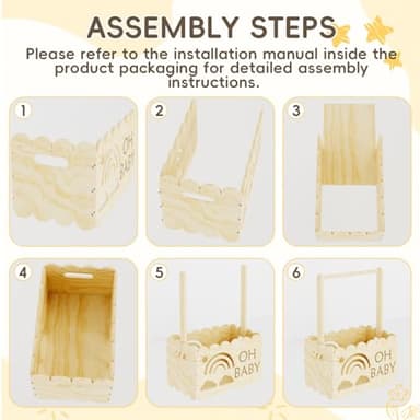 BPMFDTNL Wooden Baby Shower Crate Closet, Wooden Baby Shower Crate Closet, Boys and Girls for Baby shower wooden basket Gifts, Welcome Baby Gifts, Suitable for Pregnancy Glfts for New Parent - Image 4