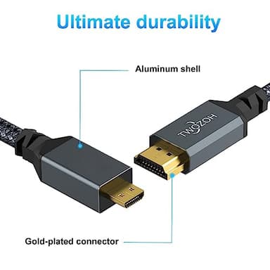 Twozoh Left Angled Coiled Micro HDMI to HDMI Cable, Micro HDMI to HDMI Coiled Cable 90°Degree Stretched Length 30cm to 150cm - Supports 3D/4K 1080p(5FT) - Image 6