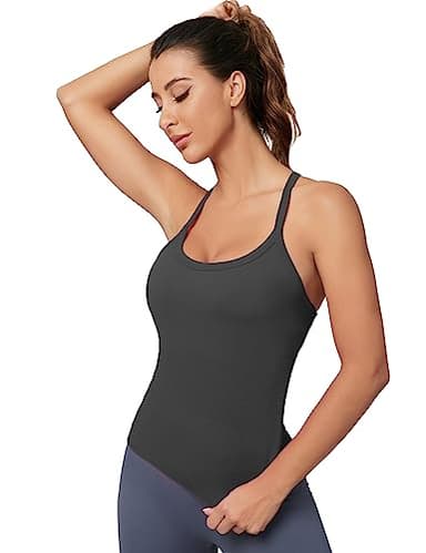 MathCat Workout Tank Tops for Women with Built in Bra, Sleeveless Gym Tops Seamless Racerback Athletic Yoga Shirts - Image 3
