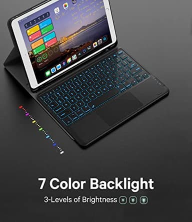 GreenLaw Keyboard Case for iPad 9.7 inch, iPad 6th (2018)/iPad 5th Gen (2017), iPad Air 2nd Gen (2014), 7 Color Backlit, 2 BT Devices, Touchpad Keyboard Pro 9.7, Black - Image 3