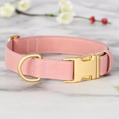 Didog Soft PU Leather Dog Collar, Cute Dog Collars for Small Dogs, Pink Dog Collar for Girl Dogs, Classic and Adjustable Small Dog Collar with Quick Release Metal Buckle, Pink,S - Image 2