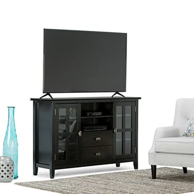 SIMPLIHOME Artisan SOLID WOOD 53 Inch Wide Transitional TV Media Stand in Black for TVs up to 60 Inches, For the Living Room and Entertainment Center - Image 2
