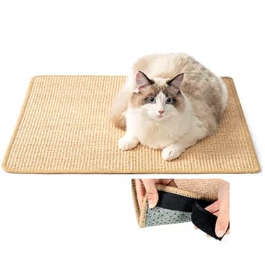 ChicWow Cat Scratch Pad, 23.6 X 15.7In Cat Scratching Pad with Adhesive Hook Tape, Sisal Scratching Pads for Indoor Cats, Stick on Floor Couch as Cat Scratch Furniture Protector, Cat Wall Scratcher - Image 1