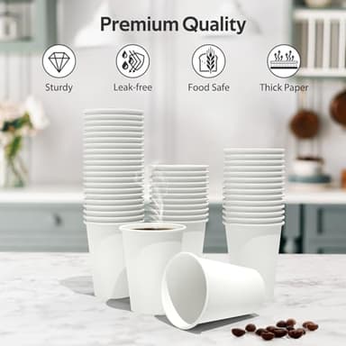 Dealusy 360 Count 12 oz Coffee Cups, Leak-Free Food Safe Paper Cups 12 oz, Disposable 12oz White Paper Cups for Cold and Hot Drinks - Image 3