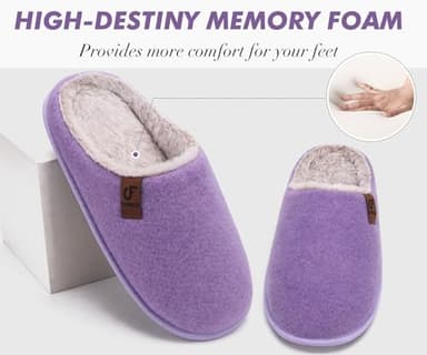 COFACE Womens House Slippers Ladies Memory Foam Warm Fuzzy Scuff Slipper Slip On Lightweight Felt Bedroom Shoes With Indoor Outdoor Rubber Sole, Light Purple Size 7 - Image 4
