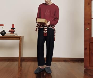 ONCAI Mens Black Knit Stripes Cozy Memory Foam scuff Slippers Slip On Warm House Shoes Indoor/Outdoor With Best Arch Surpport Size 11 - Image 2