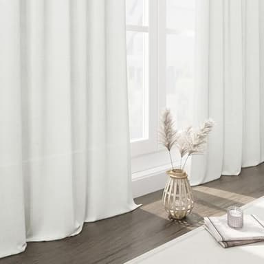 Ivory Kitchen Cafe Curtains 45 Inch Length 2 Panel Set Back Tab Rod Pocket Semi Sheer Light Filtering Short Curtain Farmhosue Small Curtains for Basement Window Bathroom Living Room 52x45 Inches Long - Image 6