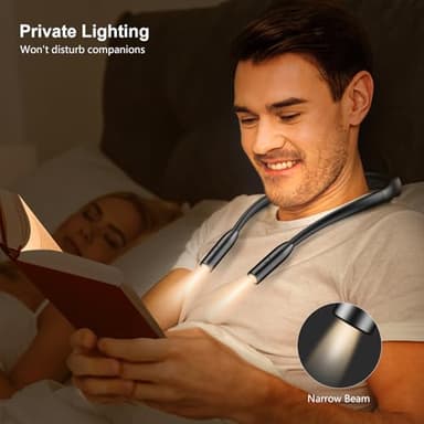Gritin LED Neck Reading Light,Book Light for Reading in Bed-Eye Caring 3 Colors, Dimmable Brightness, Bendable Arms, 80+Hrs Runtime, Neck Round Design, Comfortable &Lightweight for Crafting, Knitting - Image 6