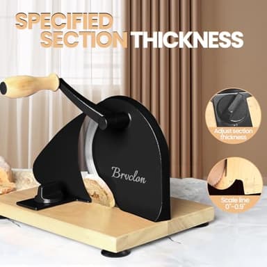 Manual Bread Slicer for Homemade Sourdough Bread, Adjustable Thickness&Evenly Slicing, Hand Crank Bread Slicer with Scale Line and Suction Cup, Serrated Blade Design, Patent:USD105861 - Image 2