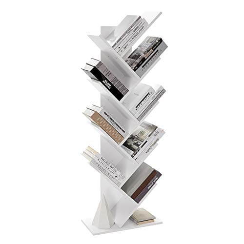 VASAGLE Tree Bookshelf, 9-Tier Bookcase, Large Bookshelf, Space-Saving Corner Shelf, Book Tree, Holds Books, CDs, Games, for Bedroom, Living Room, Home Office, Cloud White ULBC11WTV1 - Image 1