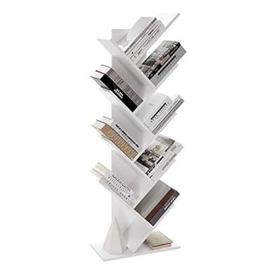VASAGLE Tree Bookshelf, 9-Tier Bookcase, Large Bookshelf, Space-Saving Corner Shelf, Book Tree, Holds Books, CDs, Games, for Bedroom, Living Room, Home Office, Cloud White ULBC11WTV1 - Image 1