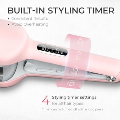 Curling Iron Hair Crimper Waver - TYMO ROVY Beach Waves Curling Wand, Ionic Deep Waver Hair Curler Tool with Ceramic 3 Barrel for Women, Dual Voltage, Anti-Scald, Easy to Use, Pink, 1.25 Inch - Image 3