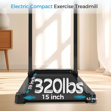 Treadmill with Handle Bar, 3.0HP Walking Pad Treadmill, Portable Compact Walking Pad with Handle, Treadmills for Home Samll Space, Running Electric Small Treadmills, 320 LBS Capaticy,LED Display - Image 8