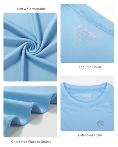 Boys UPF 50+ Swim Shirt Long Sleeve, 1 or 2 Pack UV Sun Protection Rash Guard, Youth Kids SPF Water Shirts for Beach Surf - Image 3