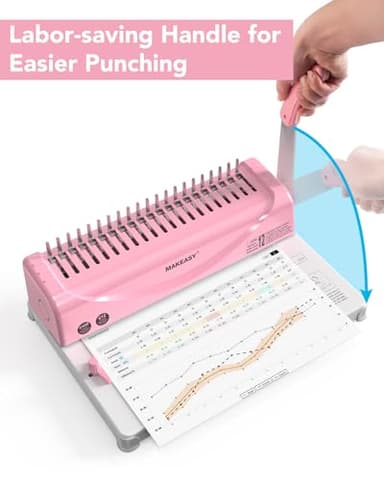 MAKEASY Binding Machine, 21-Hole, Comb Binding Machines with 100PCS Comb Bindings Spines, Comb Binder for Letter Size, A4, A5 Paper - Image 4