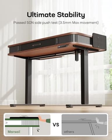 Marsail Electric Standing Desk Whole-Piece Desktop 48 x 24 Inches Height Adjustable Desk with 3 Drawers Home Office Table with 3 Memory Preset - Image 6