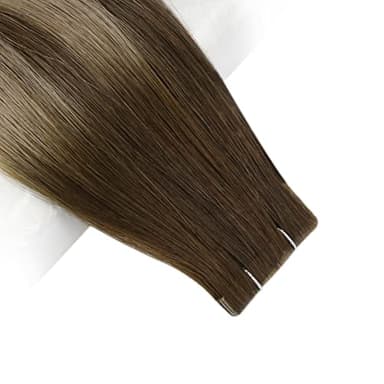 Full Shine Virgin Injection Tape in Hair Extensions Real Human Hair Color 4/27/4 Balayage Tape in Extensions 16 Inch Machine Remy Seamless Human 5Pcs 10Gram Invisible Injected - Image 8