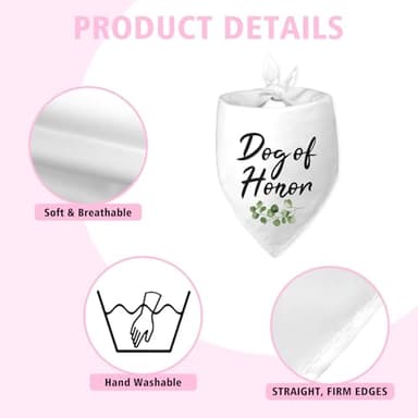 Dog of Honor Dog Bandana White Dog Bandana Engagement Gift Funny Dog Bandana Wedding Photo Prop Pet Scarf Accessories for Pet Dog Lovers Gifts - Image 6