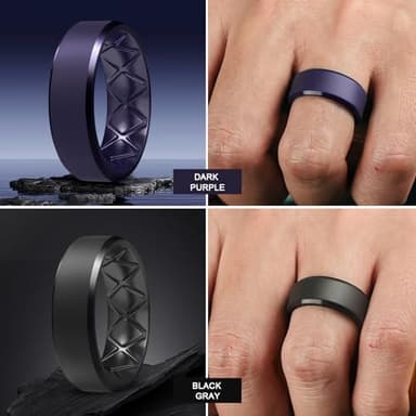 Egnaro Silicone Ring For Men 9mm Wide 2.5mm Thick, Rubber Wedding Bands Ergonomic Breathable Design, Flexible Engagement Rings - Image 3