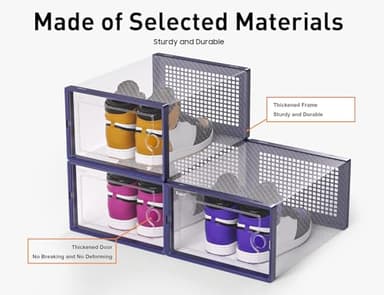Kuject X-Large Shoe Storage Boxes Organizers Clear Plastic Stackable 12 Pack, Shoe Rack & Holder Substitute, Sneaker Containers, Toy Storage Organizer Bins for Entryway, Closet, Under Bed, Blue - Image 6