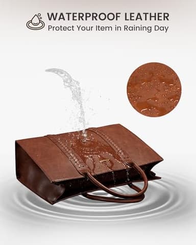 LOVEVOOK Laptop Tote Bag for Women, Vintage Leather Work Bags 17 inch Laptop Bag, Waterproof Professional Computer Bag Business Office Briefcase Large Shoulder Bag Handbag, Brown - Image 7