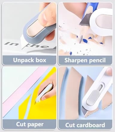 4pcs Utility Knife ，SK5 Retractable Blade Duty Box Cutter Letter Opener, Razor Sharp Cartons Cardboard Cutter Knife Perfect for Paper, Sewing, Craft, Home and Office, Blue,green,pink,white - Image 4