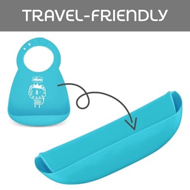 Chicco Easy Start Silicone Feeding Set | Dishes for Baby-Led Weaning | Suction Bowl | Adjustable Silicone Bib | Soft Silicone Spoon | BPA-Free | 3 Piece Set | 6m+ | Teal - Image 7