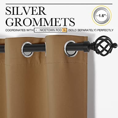 NICETOWN Sleek Blackout Curtains 63 inches Length for Small Windows, Noise Reducing and Block Draft Panels for Door Doorway Laundry Office Luxury Decor Theme (2 Panels, Gold Brown, W34 x L63 -Inch) - Image 3