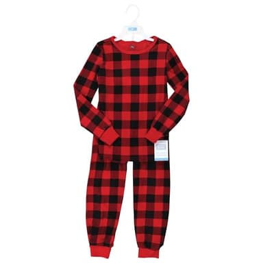 Hudson Baby Unisex Baby Thermal Long Underwear 2pc Set, Buffalo Plaid, 4T - Image 2