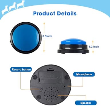 BoArt Voice Recording Button, Dog Buttons for Communication Pet Training Buzzer, 30 Second Record&Playback, Voice Recording Clicker for Cat, Puppy, Pet Trainin, Funny Gift for Study Office Home 4 Pcs - Image 3