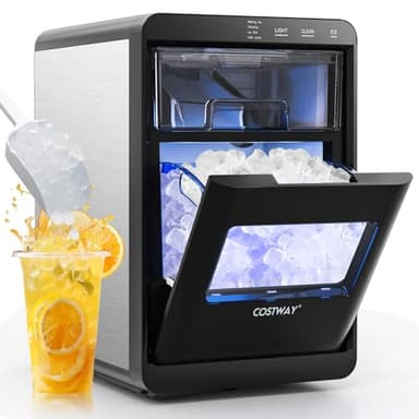 COSTWAY Countertop Nugget Ice Maker, 44 lbs/24H Chewable Sonic Ice Machine w/Self Cleaning, Ready in 6 Mins, Low Noise, Pull-Out Water Tank & Touch Control Panel for Home, Bar, Kitchen, RV - Image 1