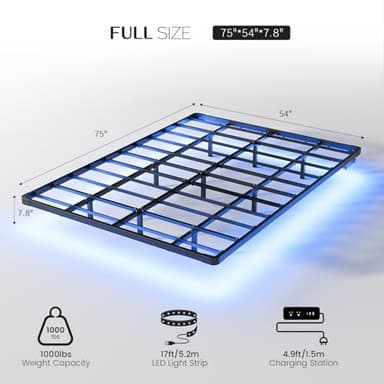 OLEVS Floating Bed Frame Full Size with Smart LED Lights and Charging Station - Modern Metal Platform Bed, Easy Assembly No Box Spring Needed - Image 2
