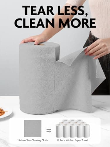 Fantasticlean Microfiber Cleaning Cloth Roll -75 Pack, Tear Away Microfiber Towels, 12" x 12", Reusable, Washable, Scratch Free, Ultra Absorbent Dish Rags for Car, Home, Garage or Shop (Grey) - Image 2