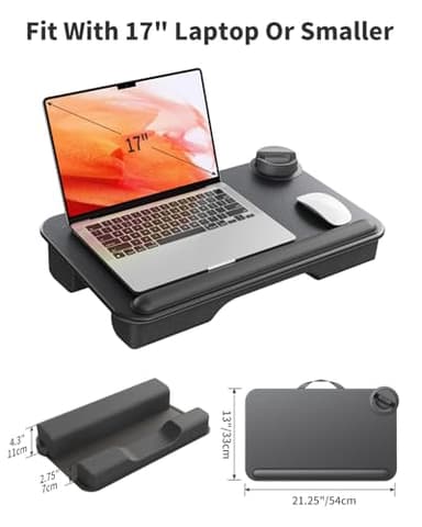 SAIJI Laptop Lap Desk - Fits Up to 17" Laptops, Lightweight Lap Tray Table Stand with Soft Leather Wrist Pad, External Monitor Holder, Lap Desk with Cushion for Home Office Working/Gaming On Couch - Image 2