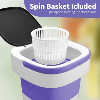 Portable Mini Washing Machine, 16L Upgraded with Spin Basket Laundry Machine, 3 Cleaning Modes Suitable for Small Clothes, Foldable Design Ideal for Hotel Campain Apartment and Home - Image 3