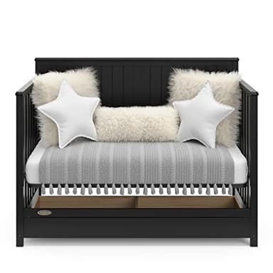 Graco Hadley 5-in-1 Convertible Crib with Drawer (Black) – Combo, Includes Full-Size Nursery Storage, Converts from Baby Crib to Toddler Bed, Daybed - Image 12
