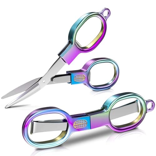 Stainless Steel Mini Folding Scissors - 2 Piece Portable Travel Scissors for Home, Office, Outdoor, Craft Use - Image 1