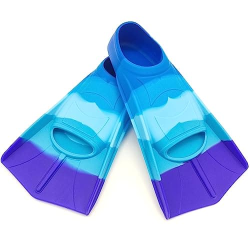 Fadgesy Swimming Training Fins,Comfortable Silicone Flippers for Swimming and Diving,Size Suitable Kids Girls Boys Adult (Small, SixColorful-G) - Image 1