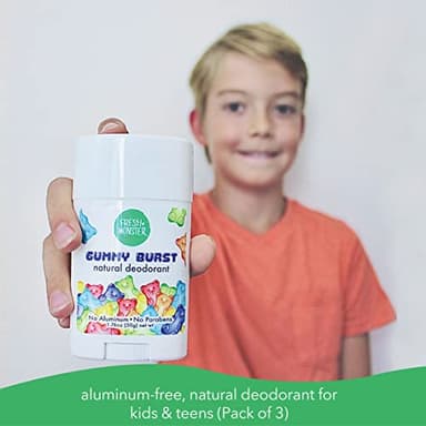 Fresh Monster Natural Deodorant for Kids & Teens I Mom's Choice Gold Award Winner | Aluminum-Free, Paraben-Free, Hypoallergenic I 24-Hour Protection I Gummy Burst Scent I 1.76 oz (3) - Image 3