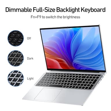 2025 Latest 16'' Laptop, 1TB SSD 16GB RAM, 2024 New Processor N95(3.4GHz), 8000mAh Battery, Backlit Keyboard, Compatible with Windows 11, Fingerprint, USB 3.2, HDMI, WiFi5, Bluetooth, TF Card Slot - Image 3